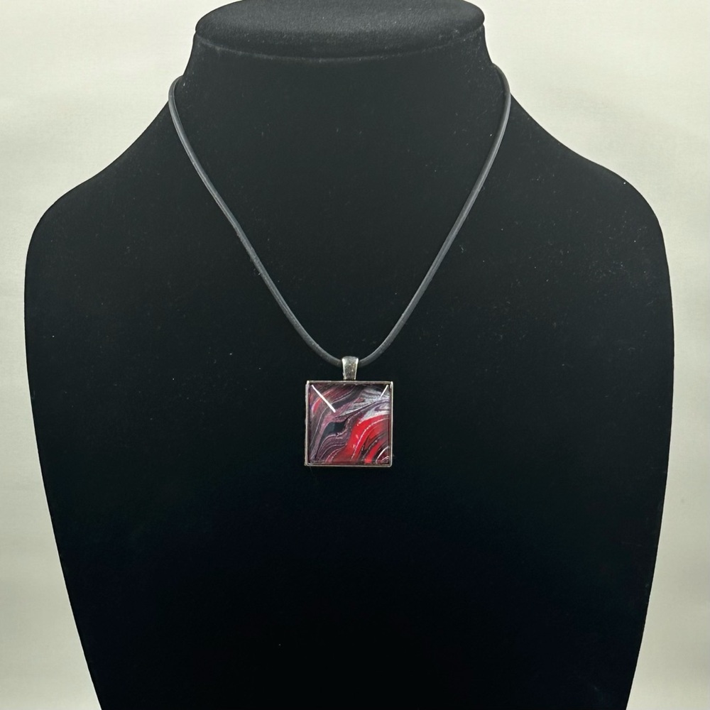 Hand Crafted Red and Black Pendant Necklace